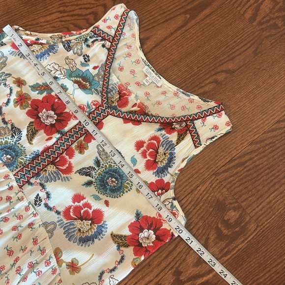 Patrons of Peace Anthropologie Floral boho babydoll top  sleeveless peplum L - Picture 9 of 11